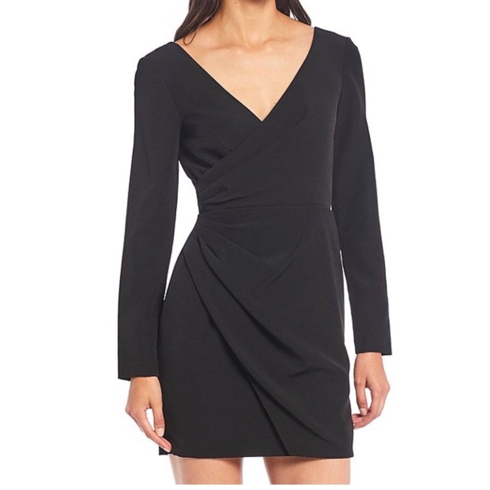 Gianni Bini Black Cocktail Wrapover Dress